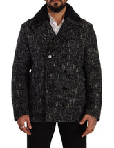 Dolce & Gabbana Black Wool Double Breasted Coat Men Jacket -   -  Dolce & Gabbana.